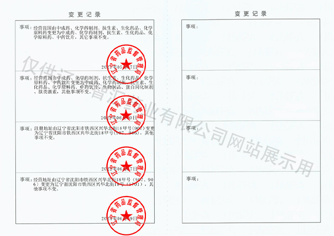 药品经营许可证变更记录